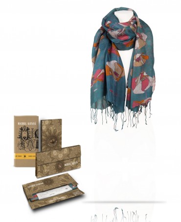 Палантин Женский S23-TULIP/TURQUOISE